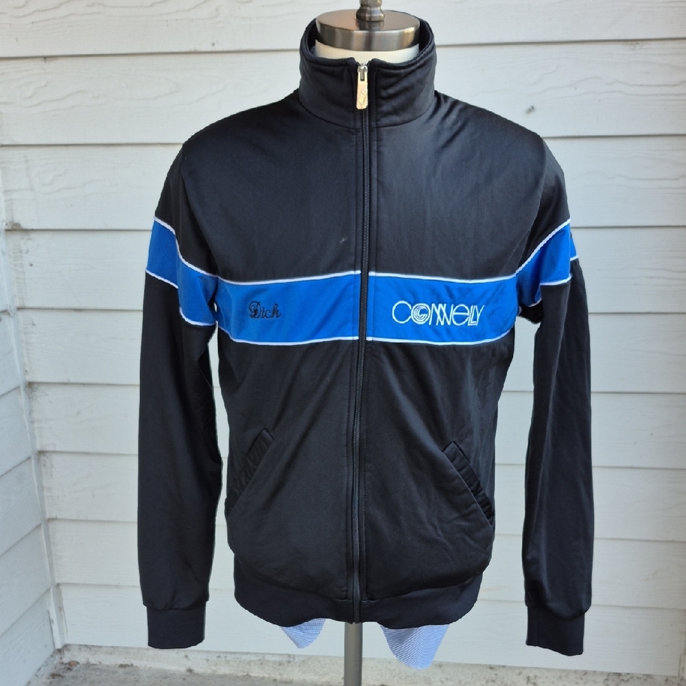 NIKE Black Blue Connelly Ski Team Embroidered Sz L Full Zip Track Jacket VTG 90s